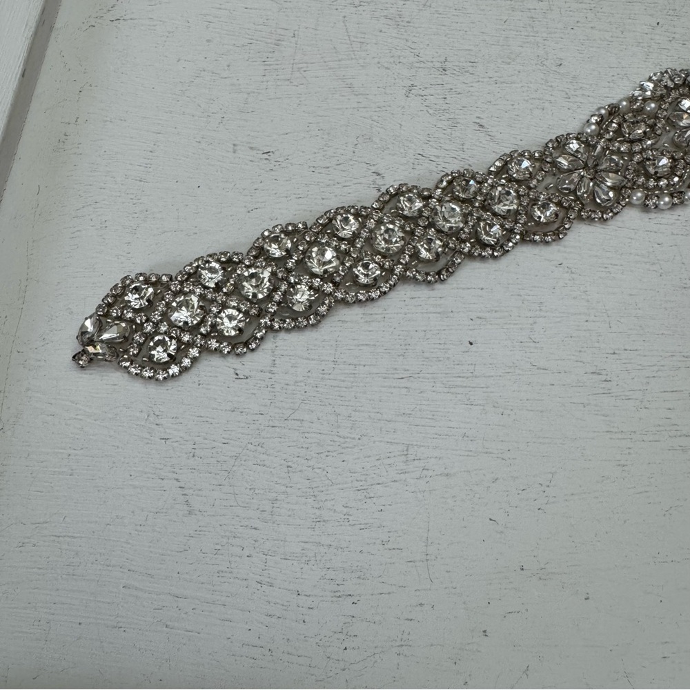 Rhinestone Wedding Belt Costume Sash Applique Bling Bead Crystal Headband Motif - Picture 5 of 15